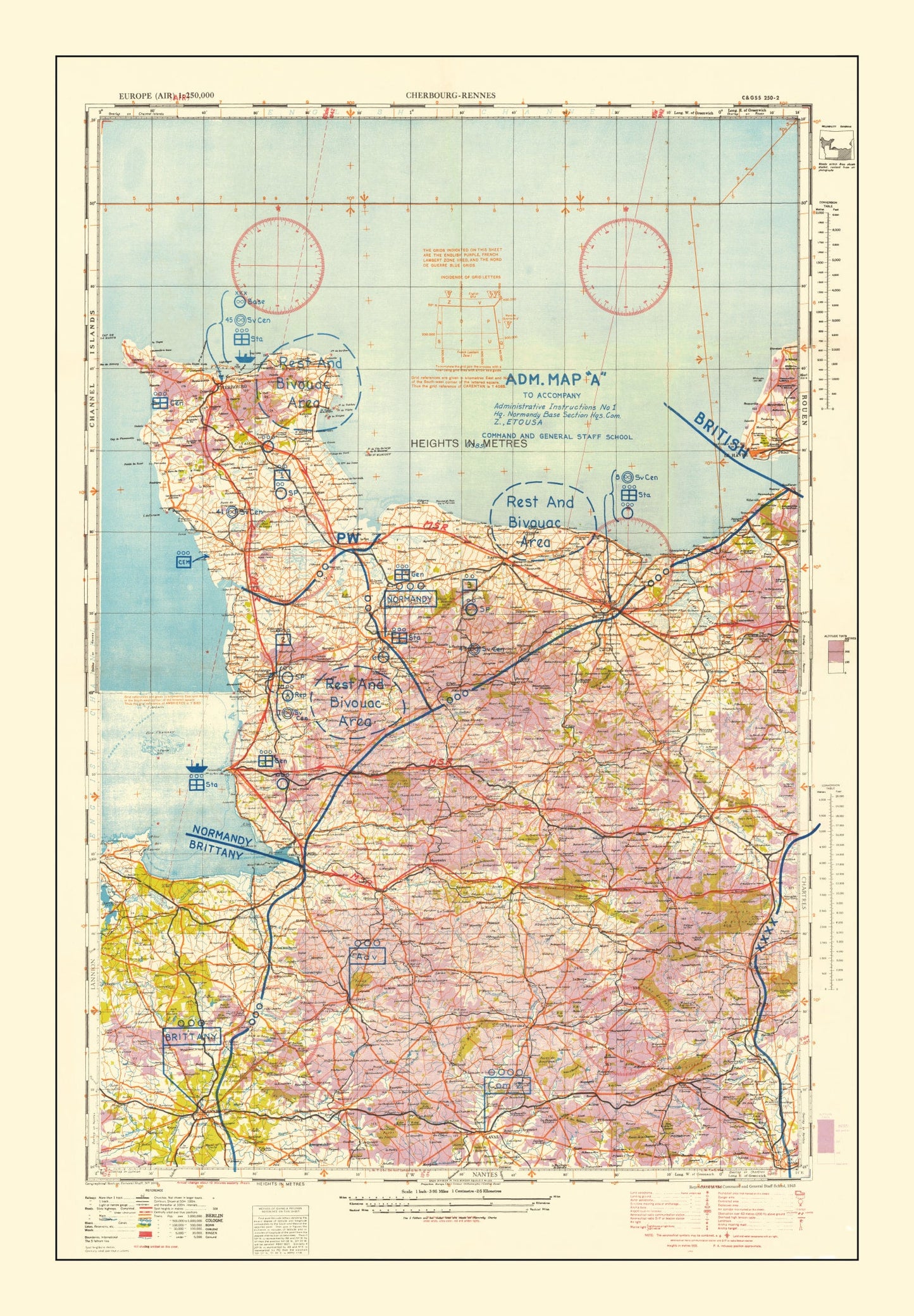Vintage Normandy Invasion WWII Map 1944 — D-Day France Historical Print