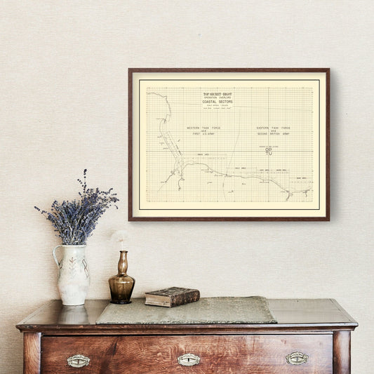 Vintage D-Day Normandy Invasion Map 1944 — WWII France Historical Print