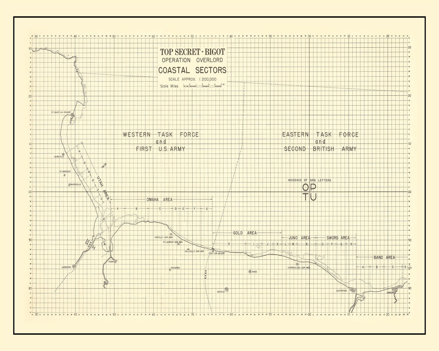 Vintage D-Day Normandy Invasion Map 1944 — WWII France Historical Print