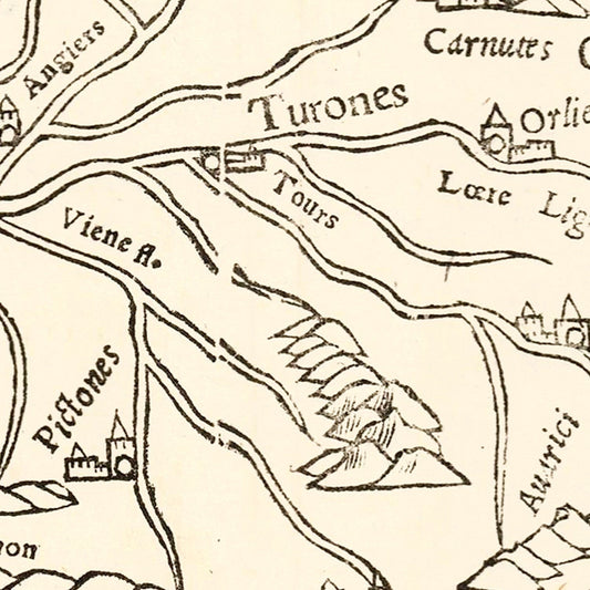 Vintage Map of France 1550 — Antique Renaissance Era Cartography Print