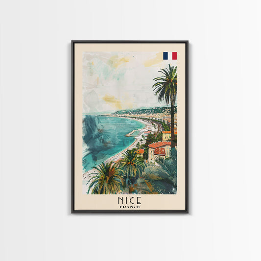 Nice France Travel Poster Framed Canvas Print