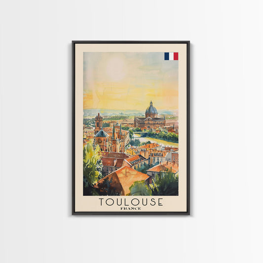 Toulouse France Travel Poster Framed Canvas Print