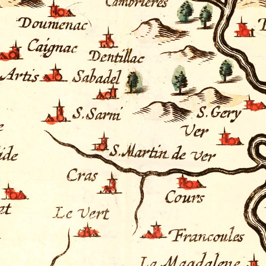 Vintage Map of Quercy France, 1623