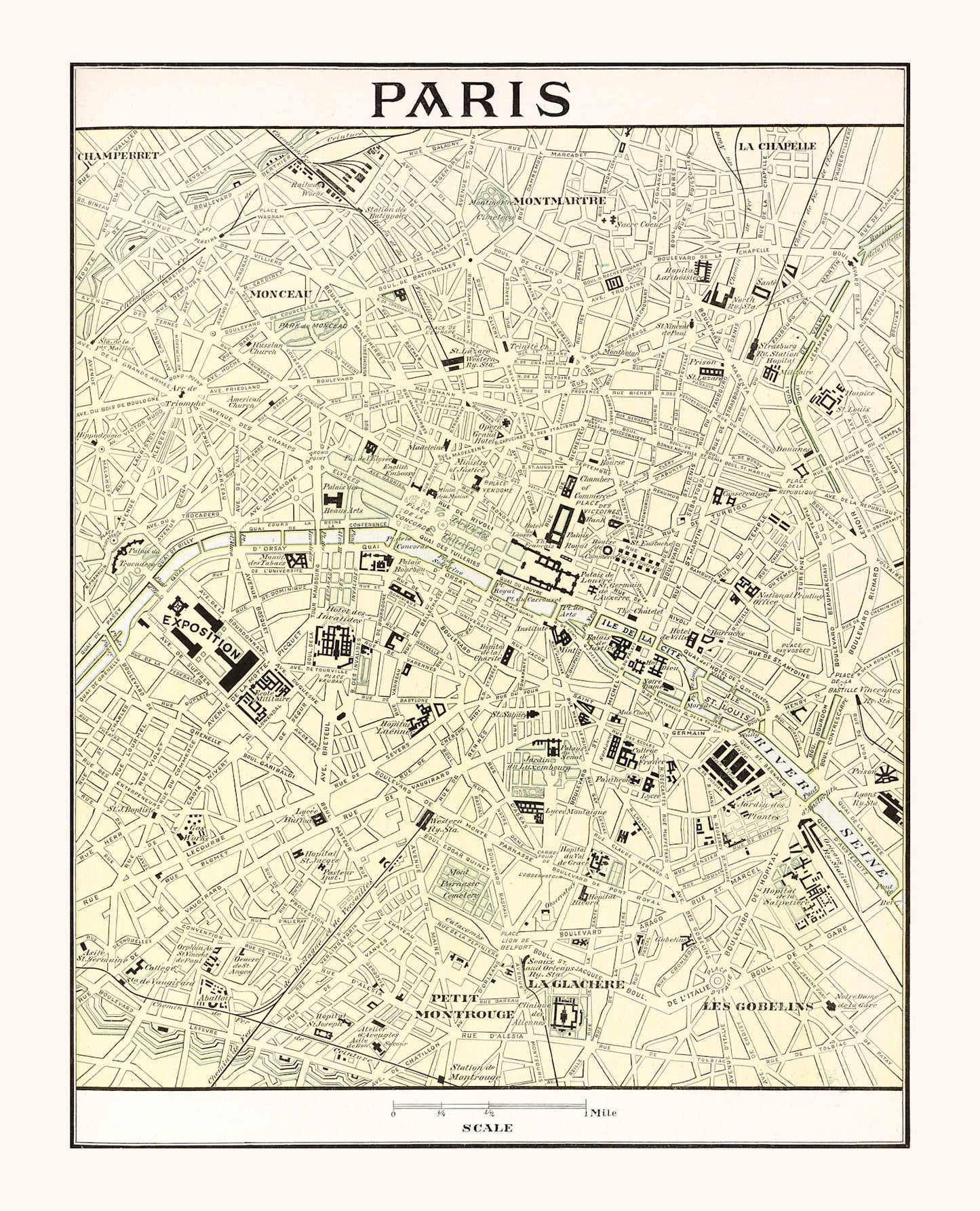 Vintage Map of Paris, France 1901 — Antique Belle Époque City Print