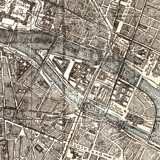 Vintage Map of Paris, France 1893 — Antique 19th Century Cartography Print