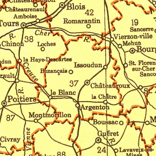 Vintage Map of France 1943 — WWII Era Antique Cartography Print