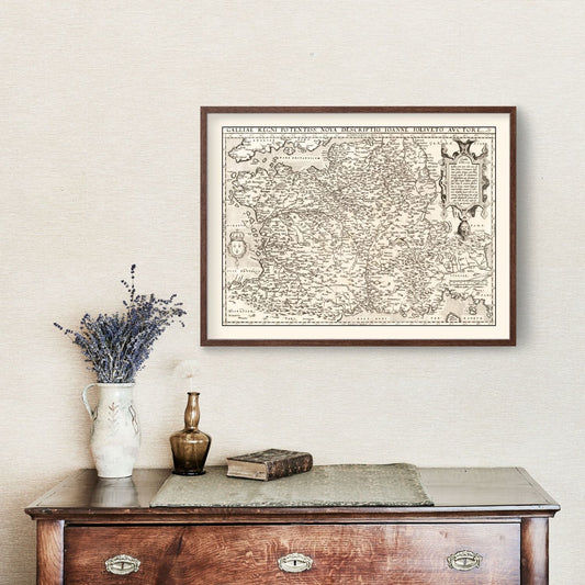 Vintage Map of France 1570 — Antique Renaissance Era Cartography Print