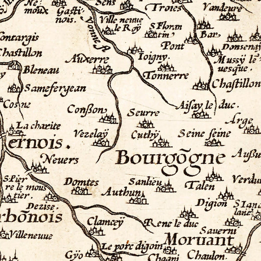 Vintage Map of France 1570 — Antique Renaissance Era Cartography Print