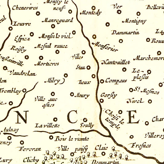 Vintage Map of Ile-de-France 1665