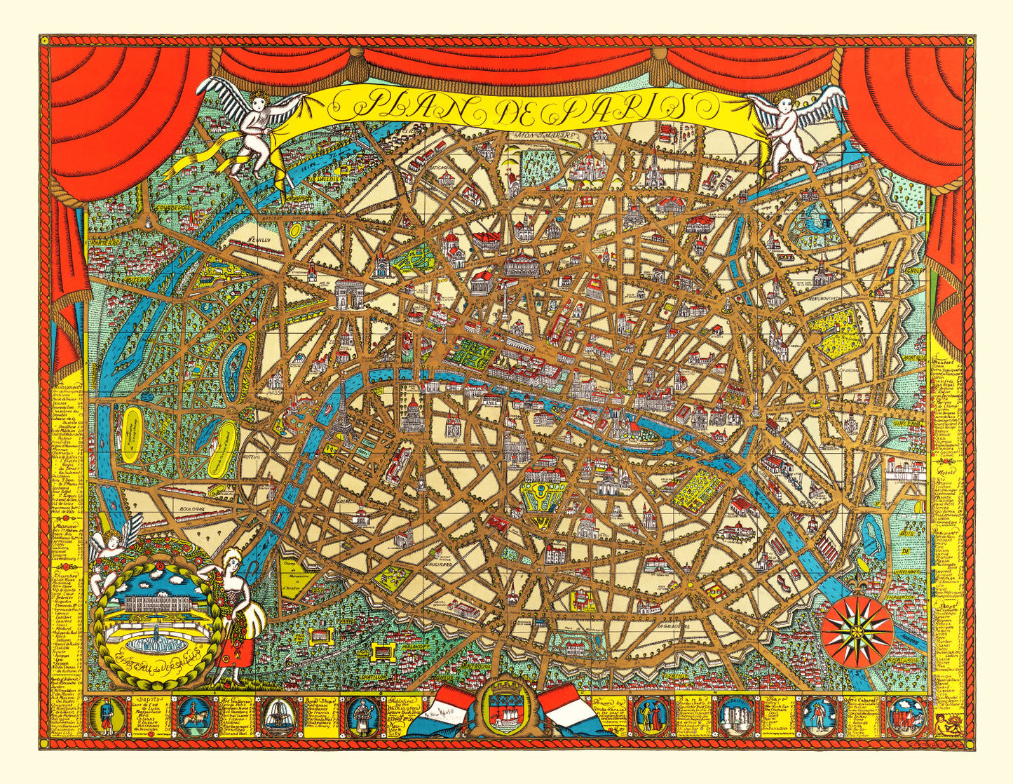 Vintage Map of Paris, France 1927 — Antique Art Déco Era City Print