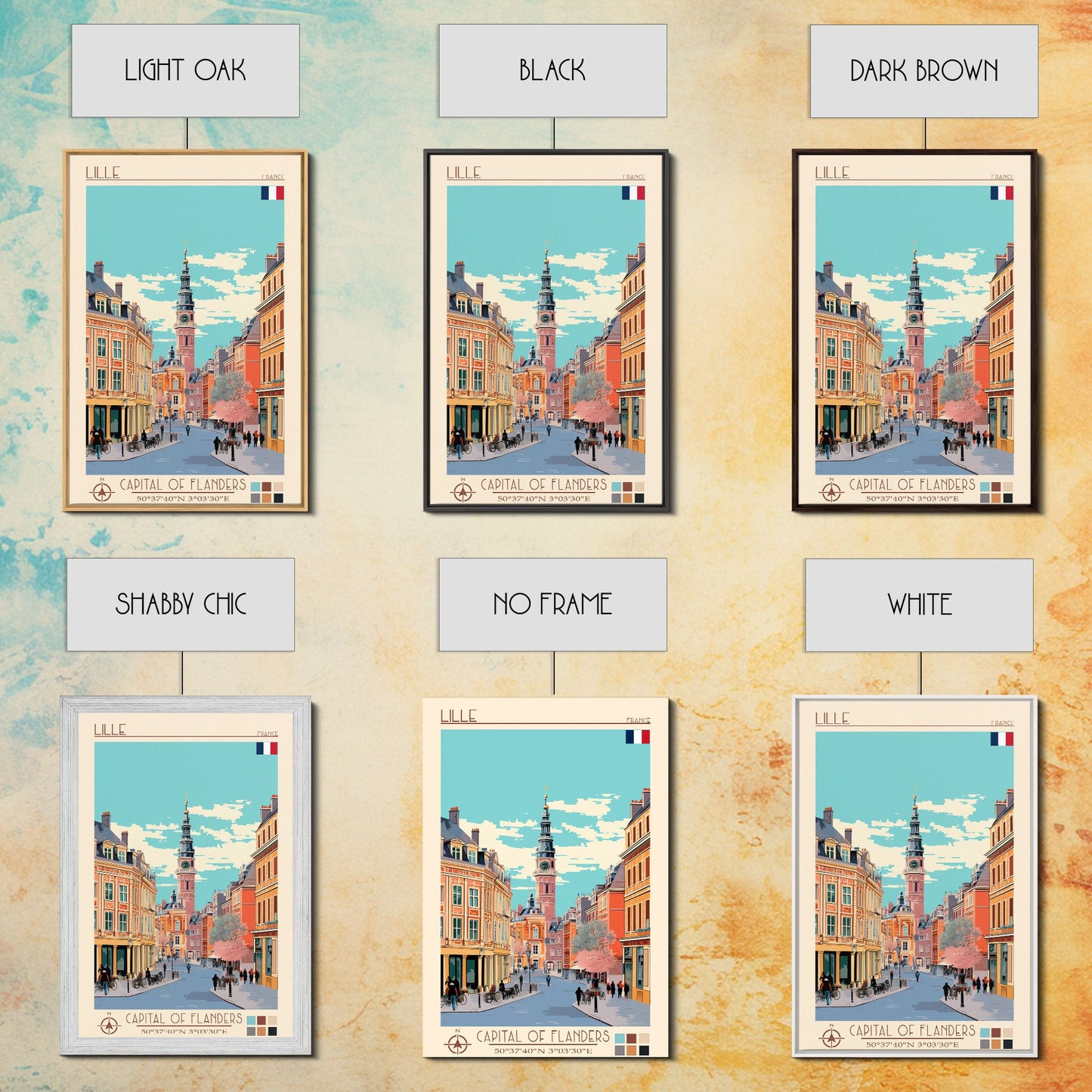 Lille France Travel Poster Framed Canvas Print