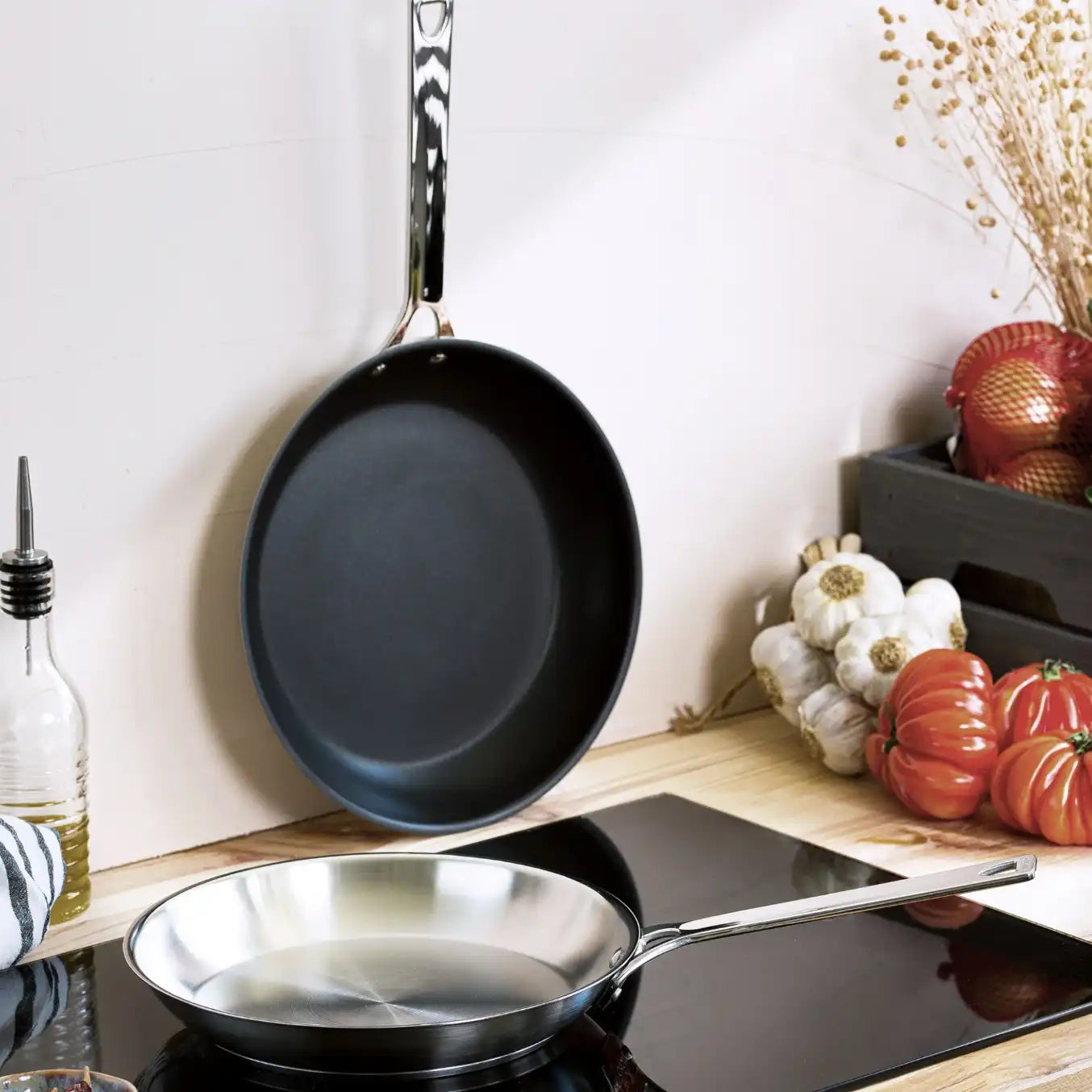 Cristel 1826® Mixed Frying Pan Set – Stainless Steel & Non-Stick Duo