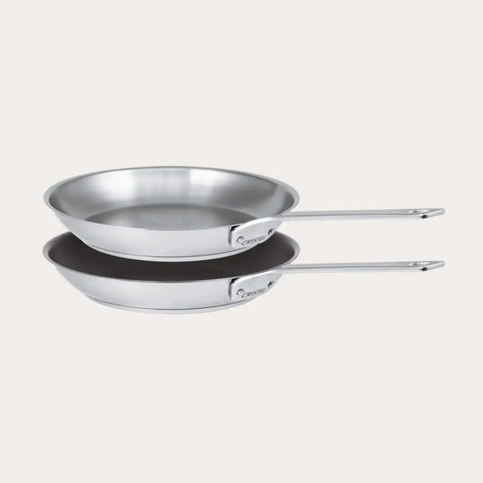 Cristel 1826® Mixed Frying Pan Set – Stainless Steel & Non-Stick Duo