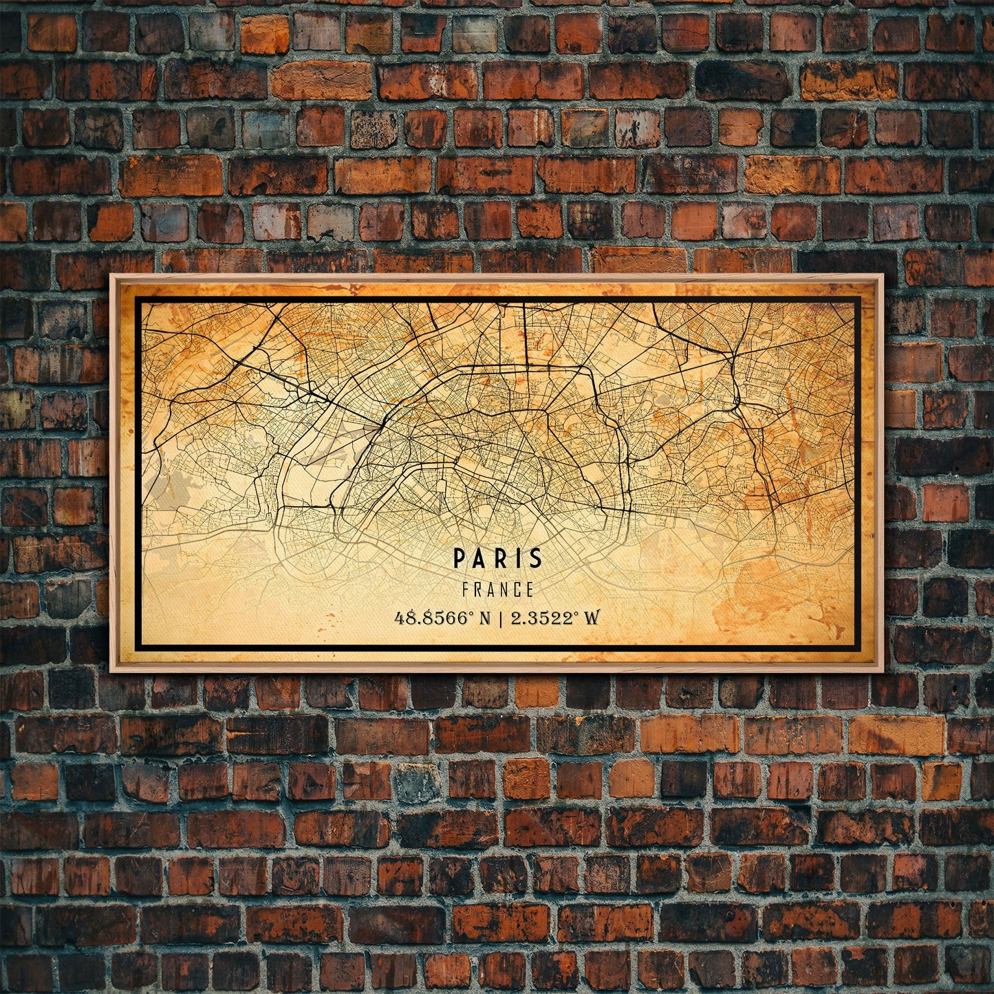 Paris France map print poster or framed canvas