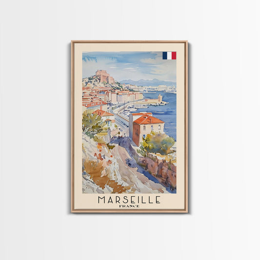 Marseille France Travel Poster Framed Canvas Print