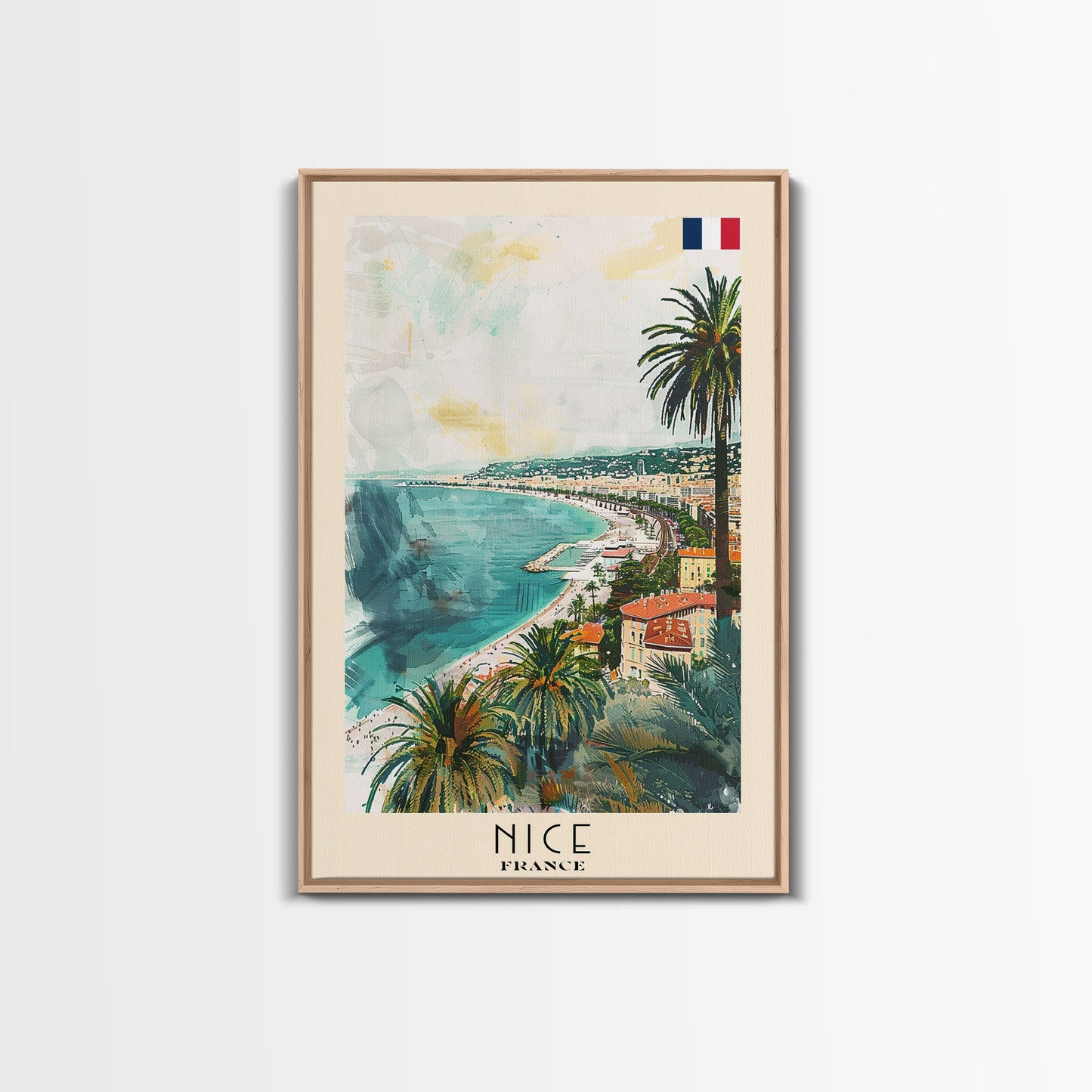 Nice France Travel Poster Framed Canvas Print