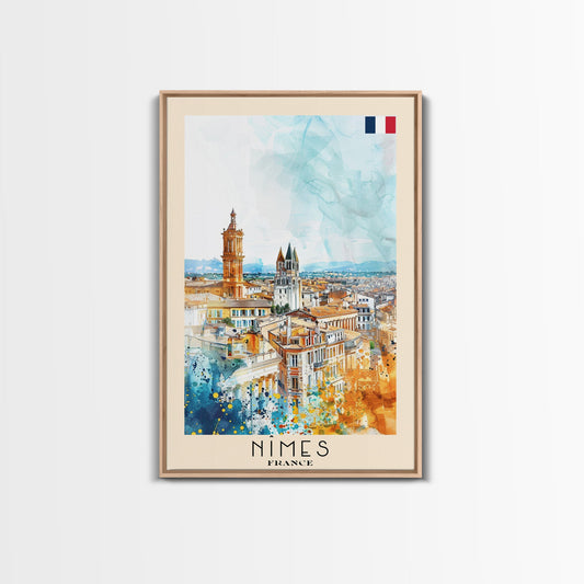 Nîmes France Framed Canvas Print, Historic Travel Poster