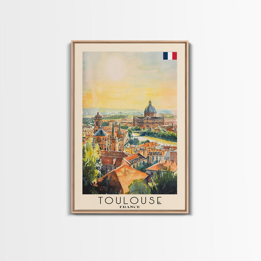 Toulouse France Travel Poster Framed Canvas Print