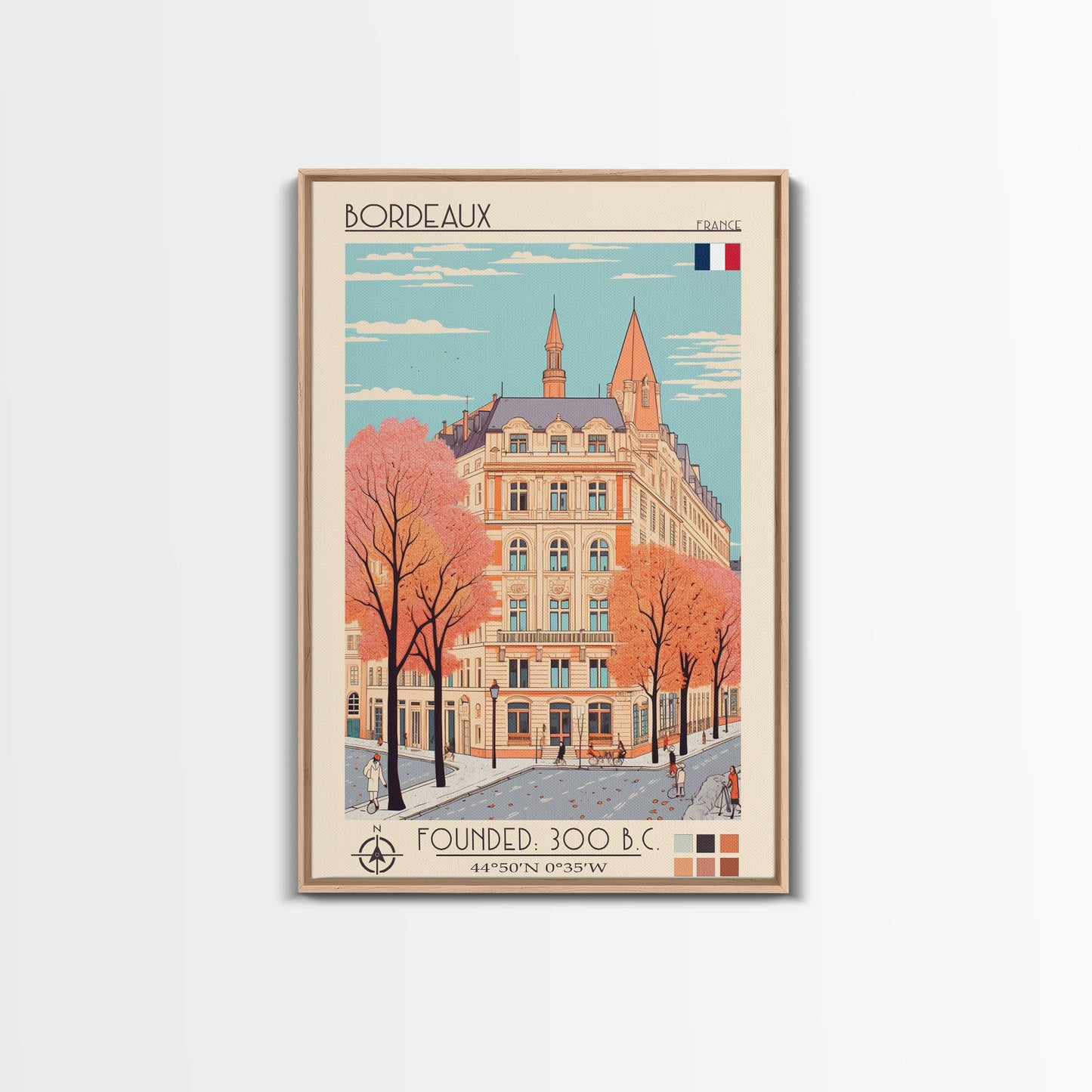 Bordeaux France Travel Poster — Framed Canvas Print | French Wall Art