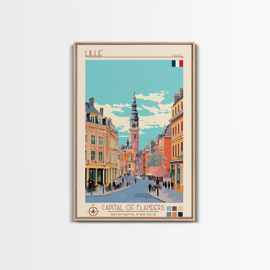 Lille France Travel Poster Framed Canvas Print