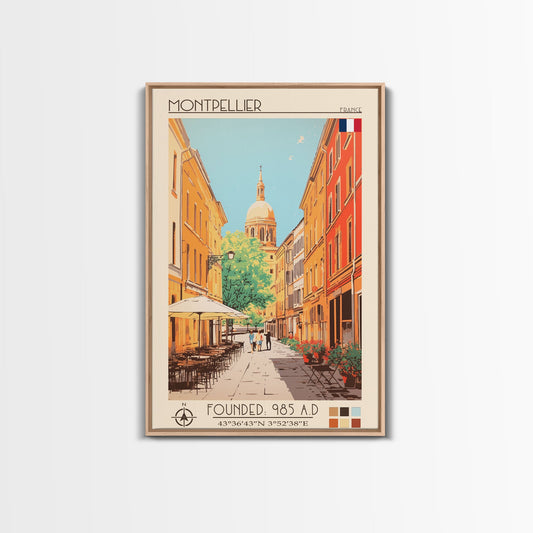 Montpellier France Travel Poster Framed Canvas Print