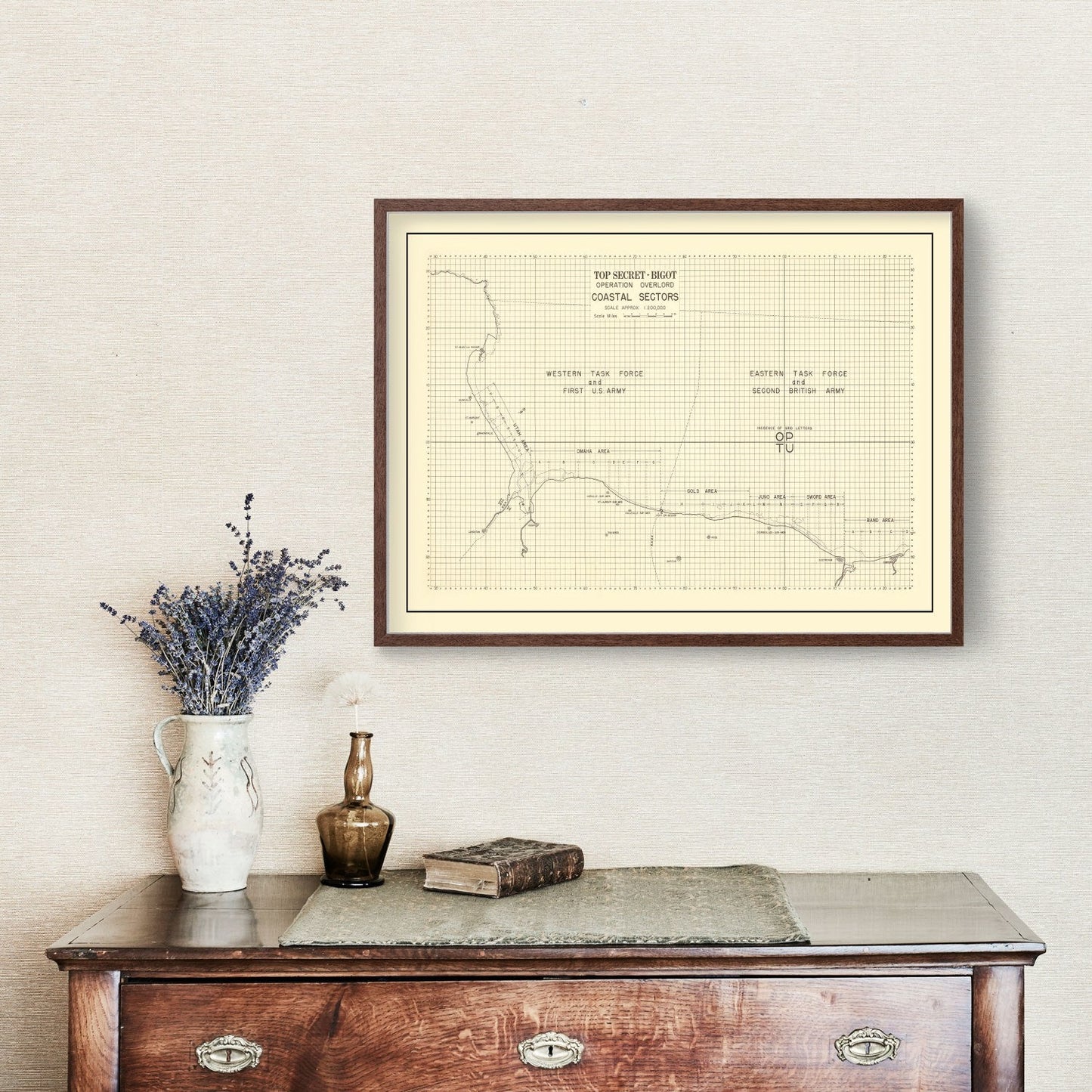 Vintage D-Day Normandy Invasion Map 1944 — WWII France Historical Print