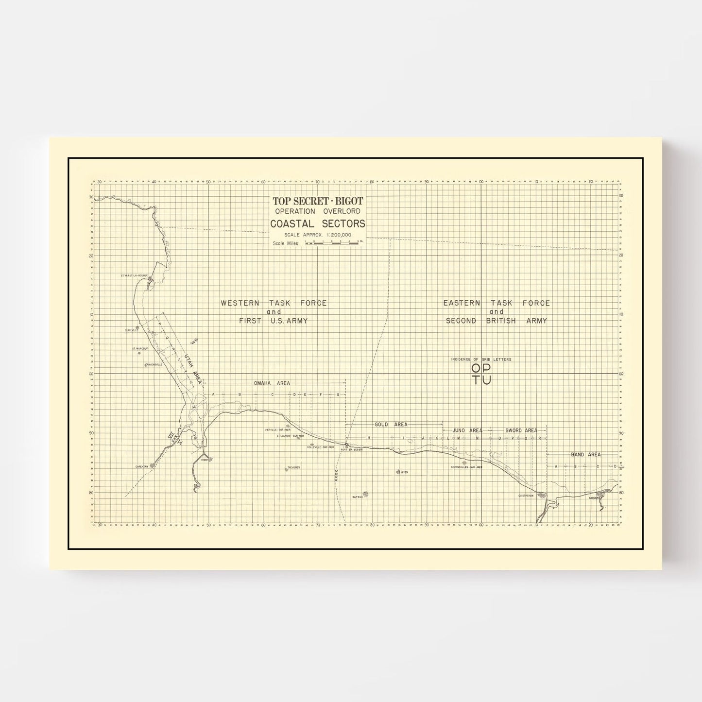 Vintage D-Day Normandy Invasion Map 1944 — WWII France Historical Print
