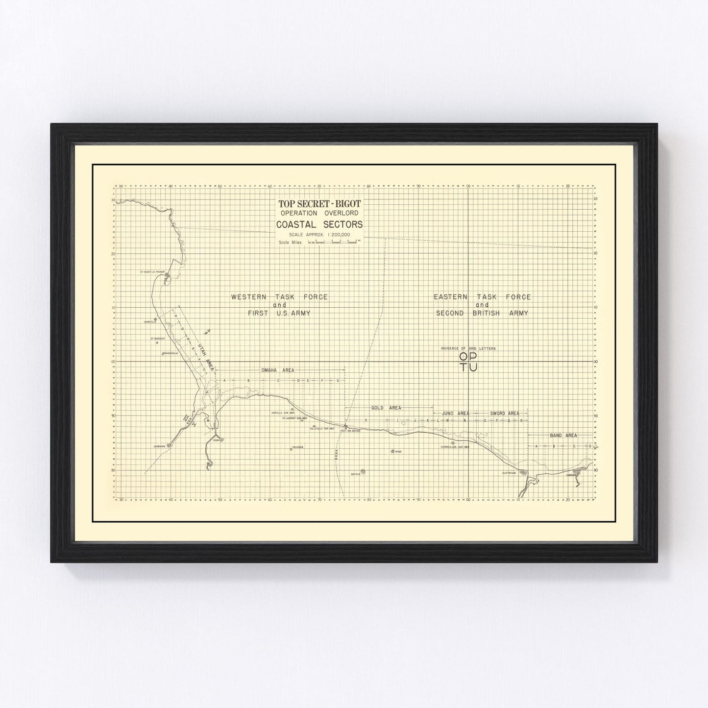 Vintage D-Day Normandy Invasion Map 1944 — WWII France Historical Print