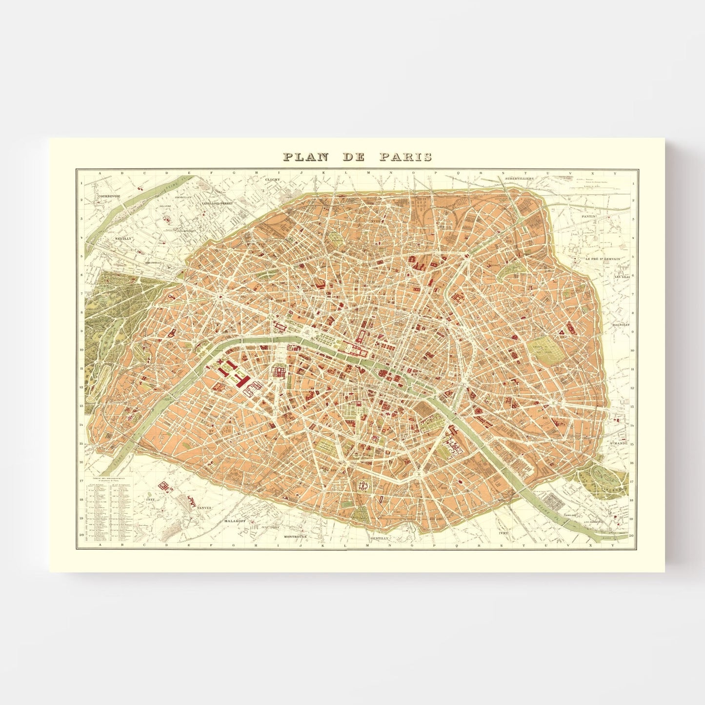 Vintage Map of Paris, France 1893 — Antique Belle Époque City Print