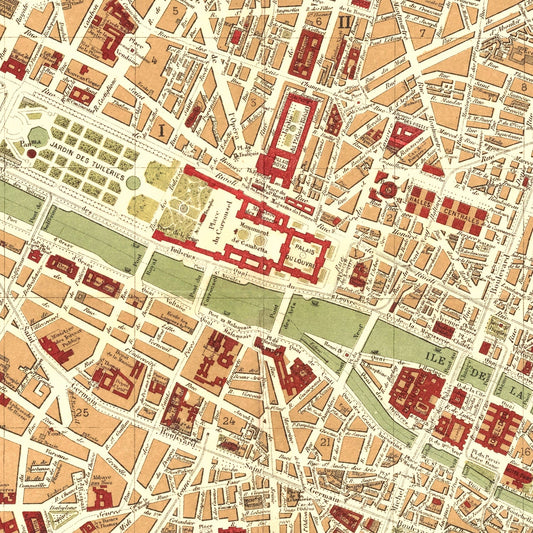 Vintage Map of Paris, France 1893 — Antique Belle Époque City Print