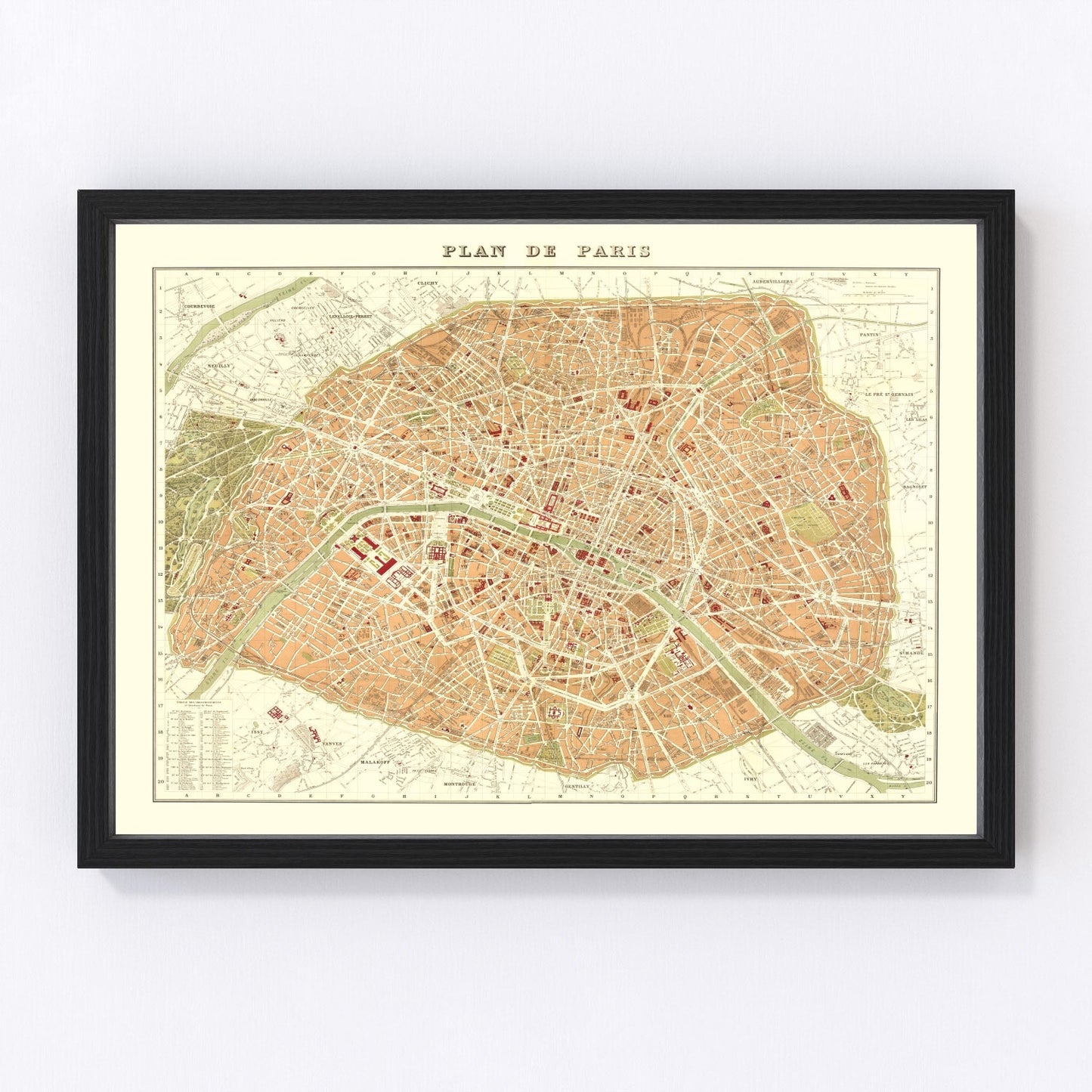 Vintage Map of Paris, France 1893 — Antique Belle Époque City Print