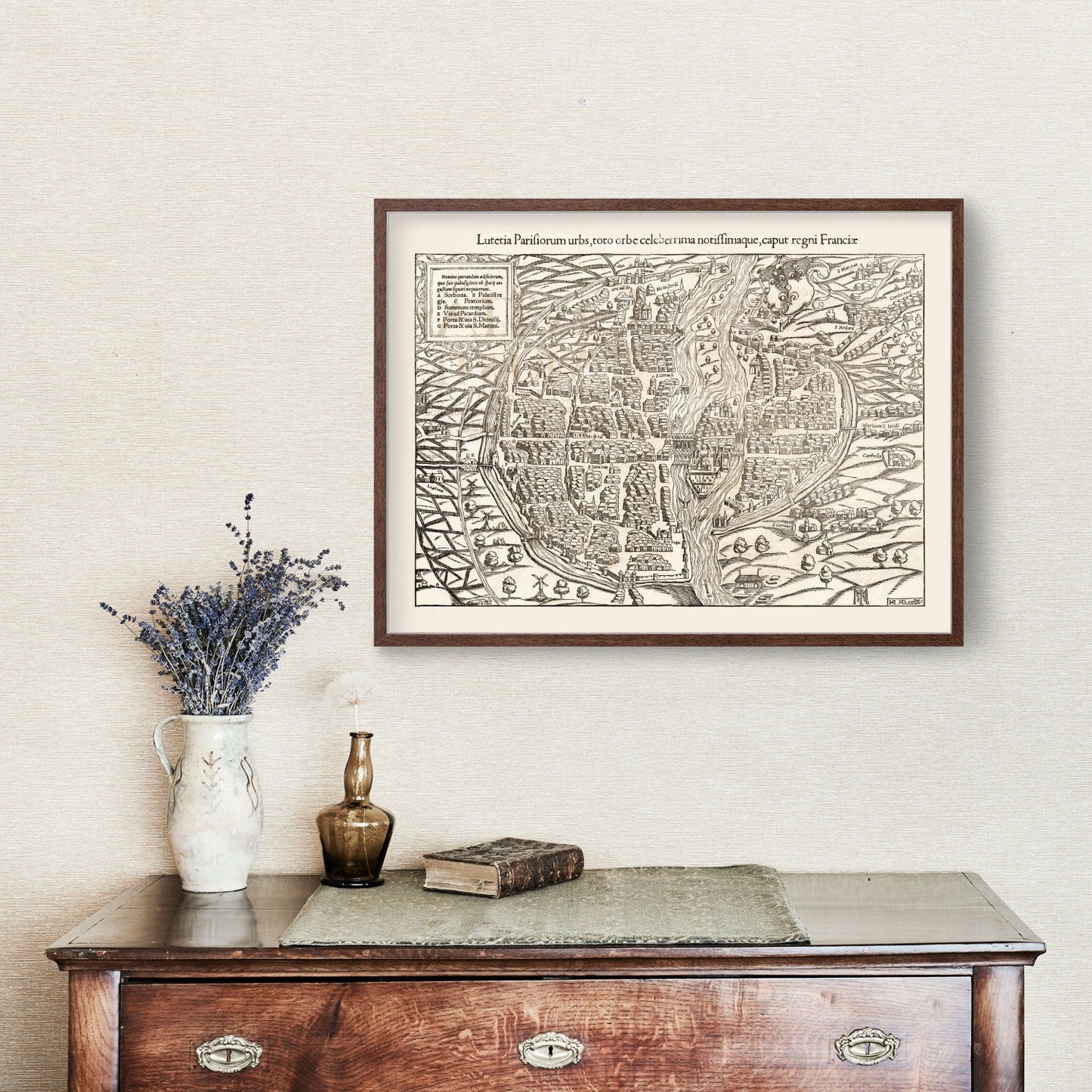 Vintage Map of Paris, France 1550 — Antique Renaissance Era City Print