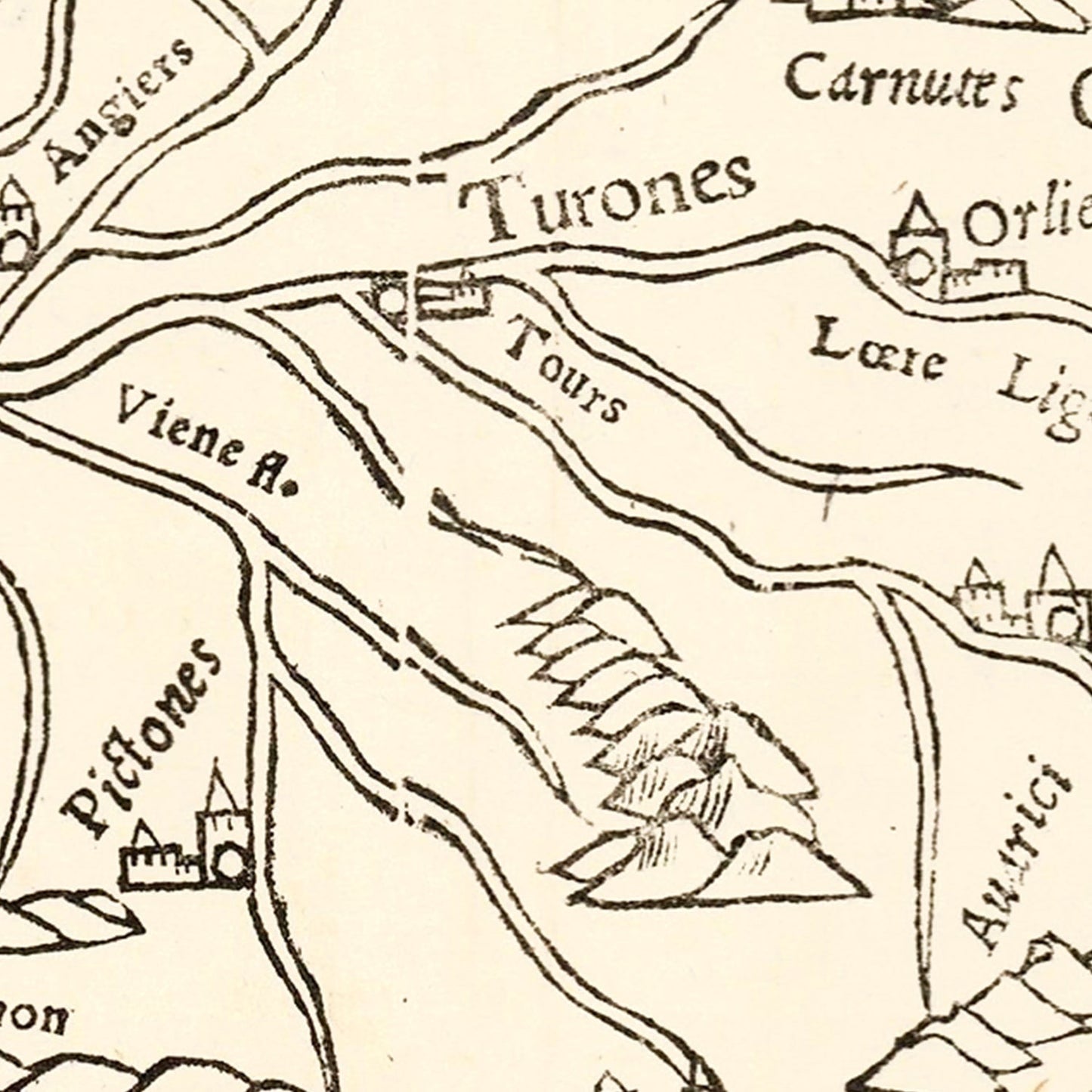 Vintage Map of France 1550 — Antique Renaissance Era Cartography Print