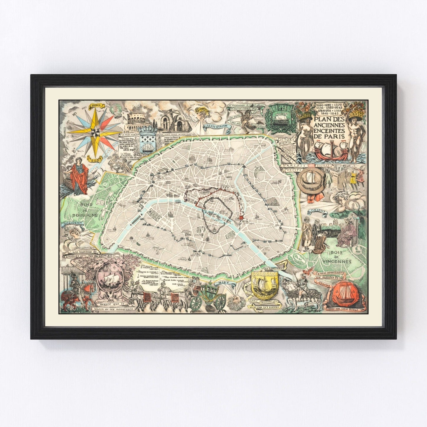 Vintage Map of Paris, France 1937
