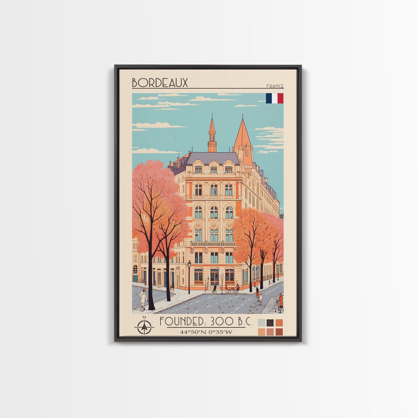 Bordeaux France Travel Poster — Framed Canvas Print | French Wall Art