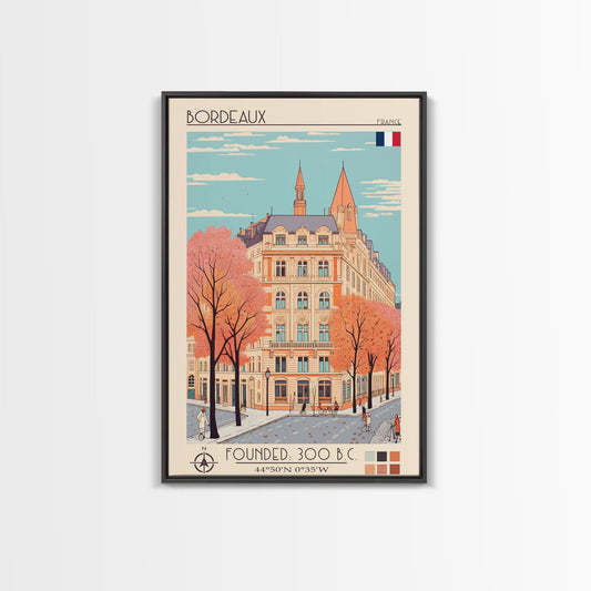 Bordeaux France Travel Poster — Framed Canvas Print | French Wall Art