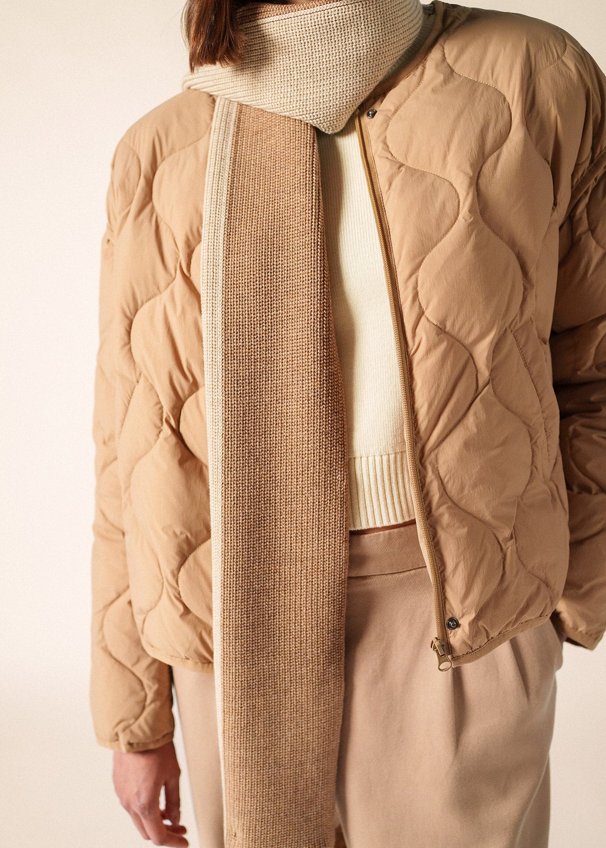 SAINT JAMES CANOE Two-Tone Purl Knit Scarf