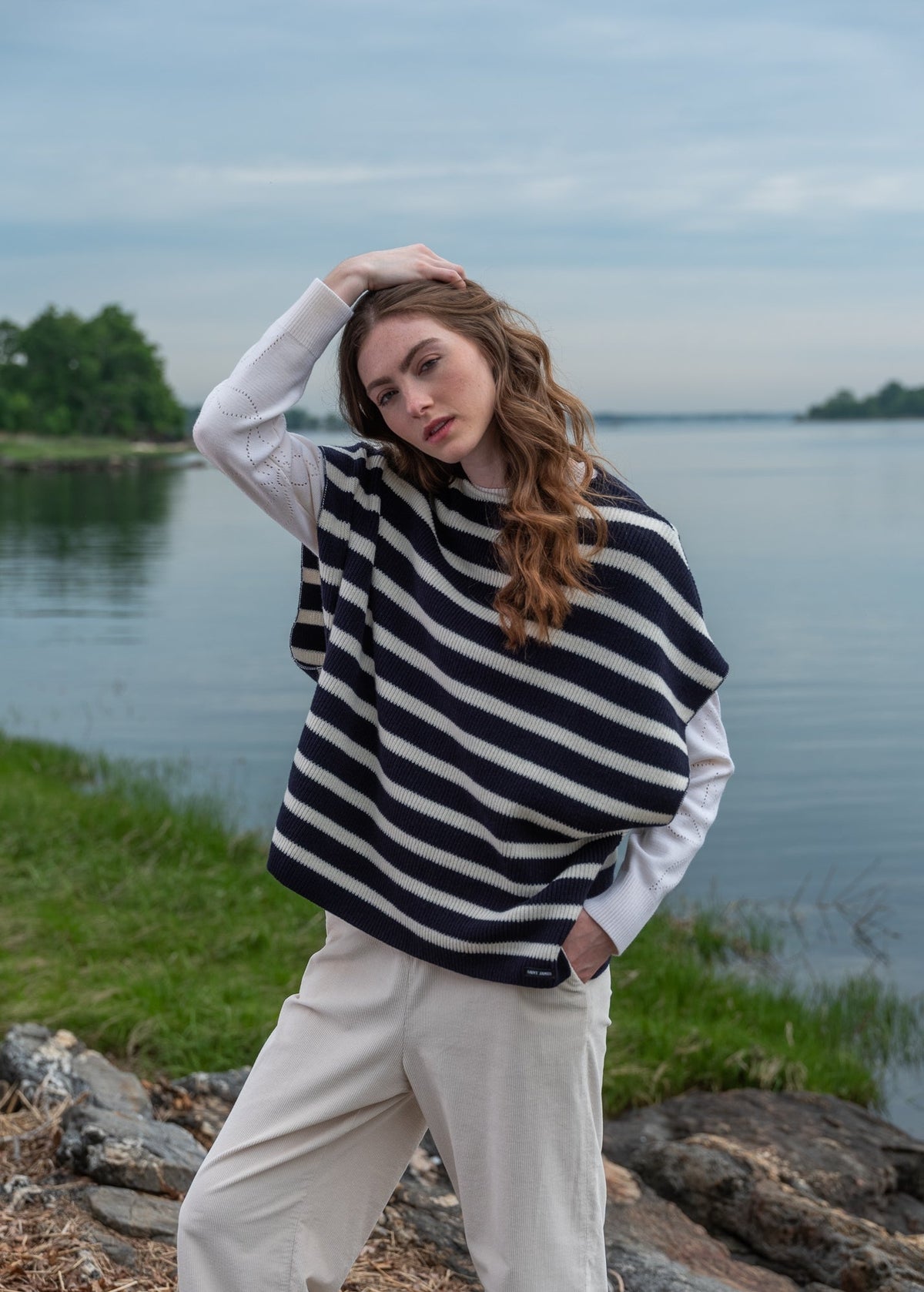 SAINT JAMES Striped Wool Poncho