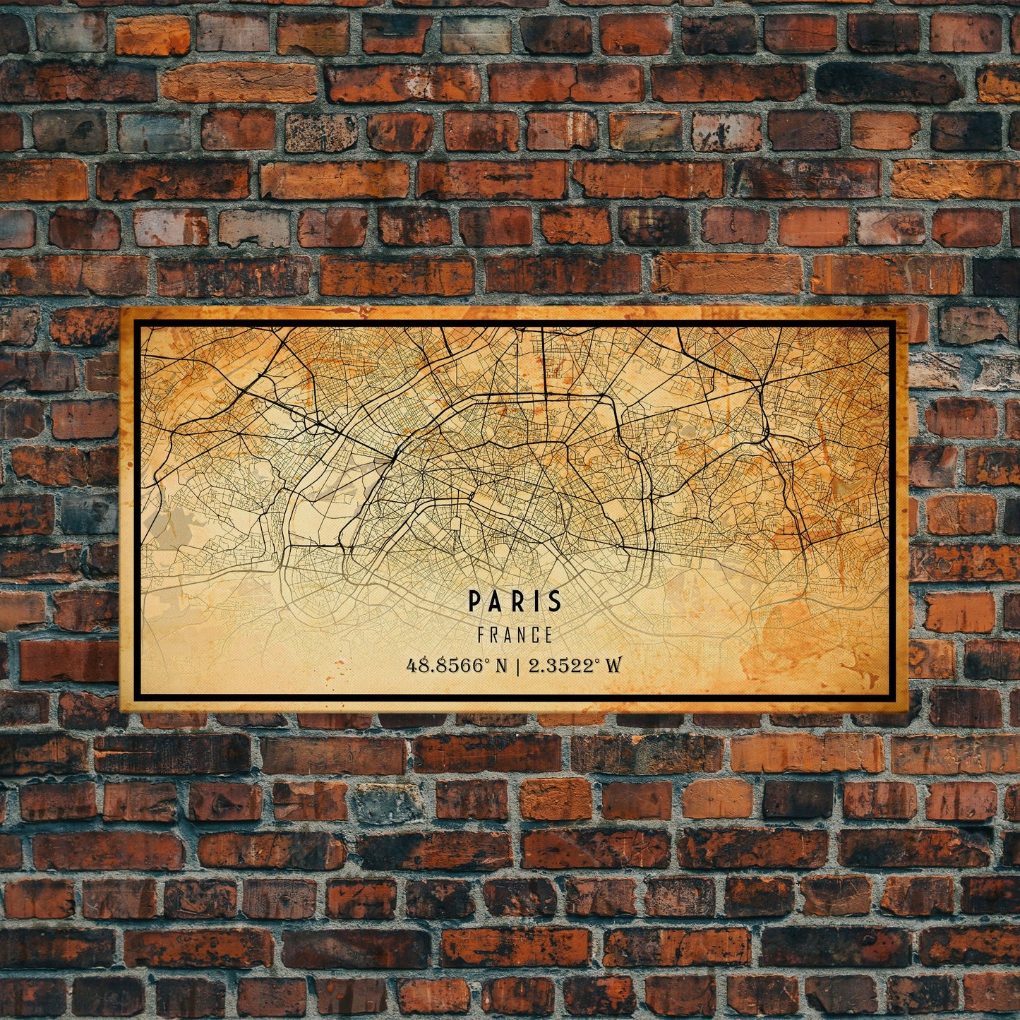 Paris France map print poster or framed canvas