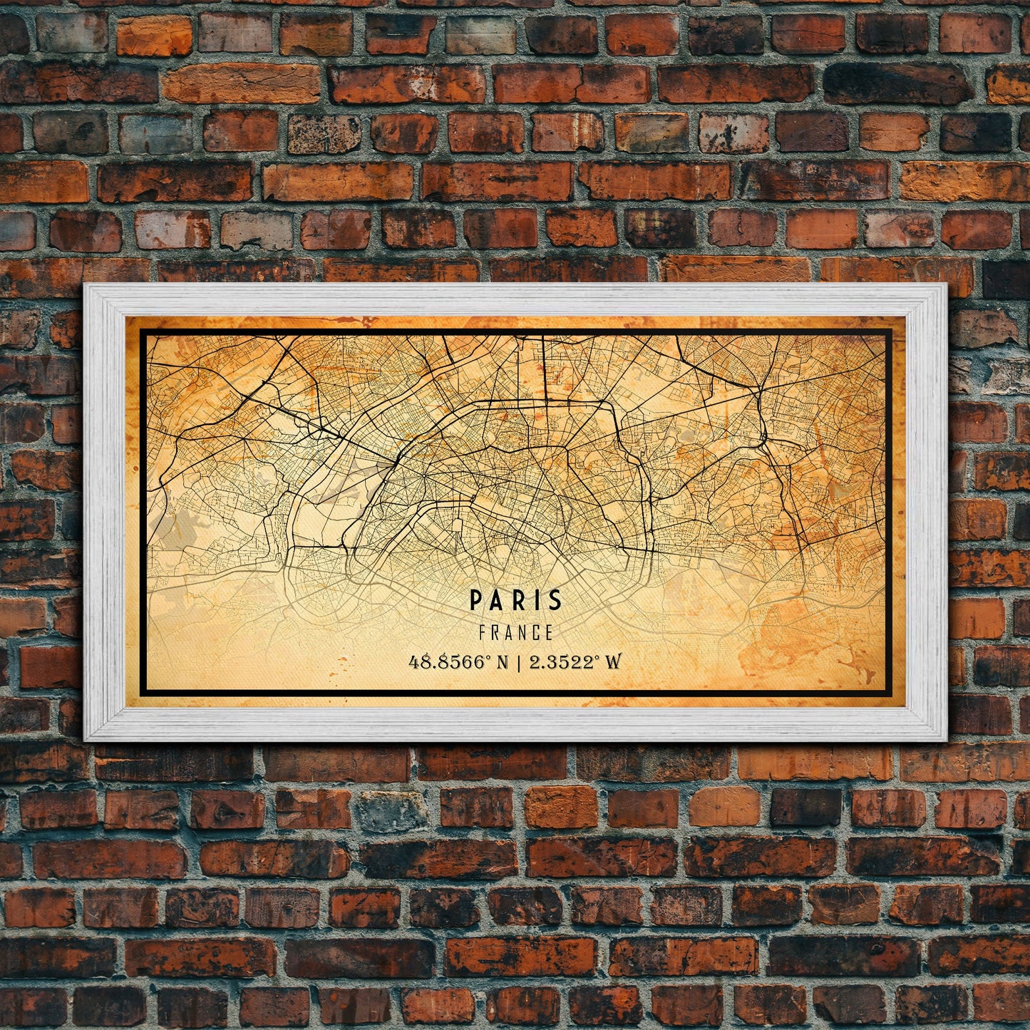 Paris France map print poster or framed canvas