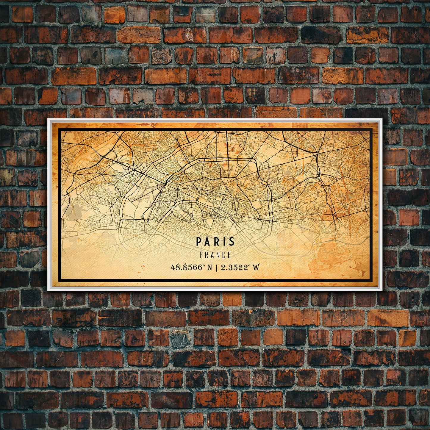 Paris France map print poster or framed canvas