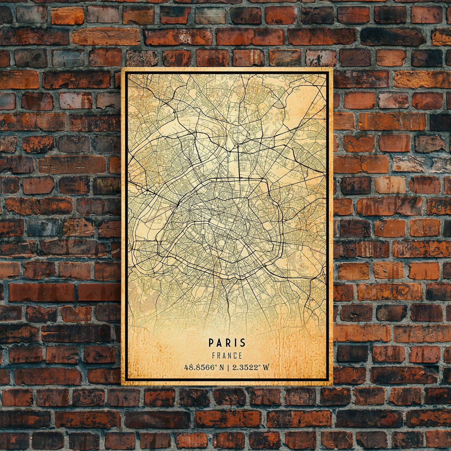 Paris France Map Print — Cartographic Edition | Poster or Framed Canvas