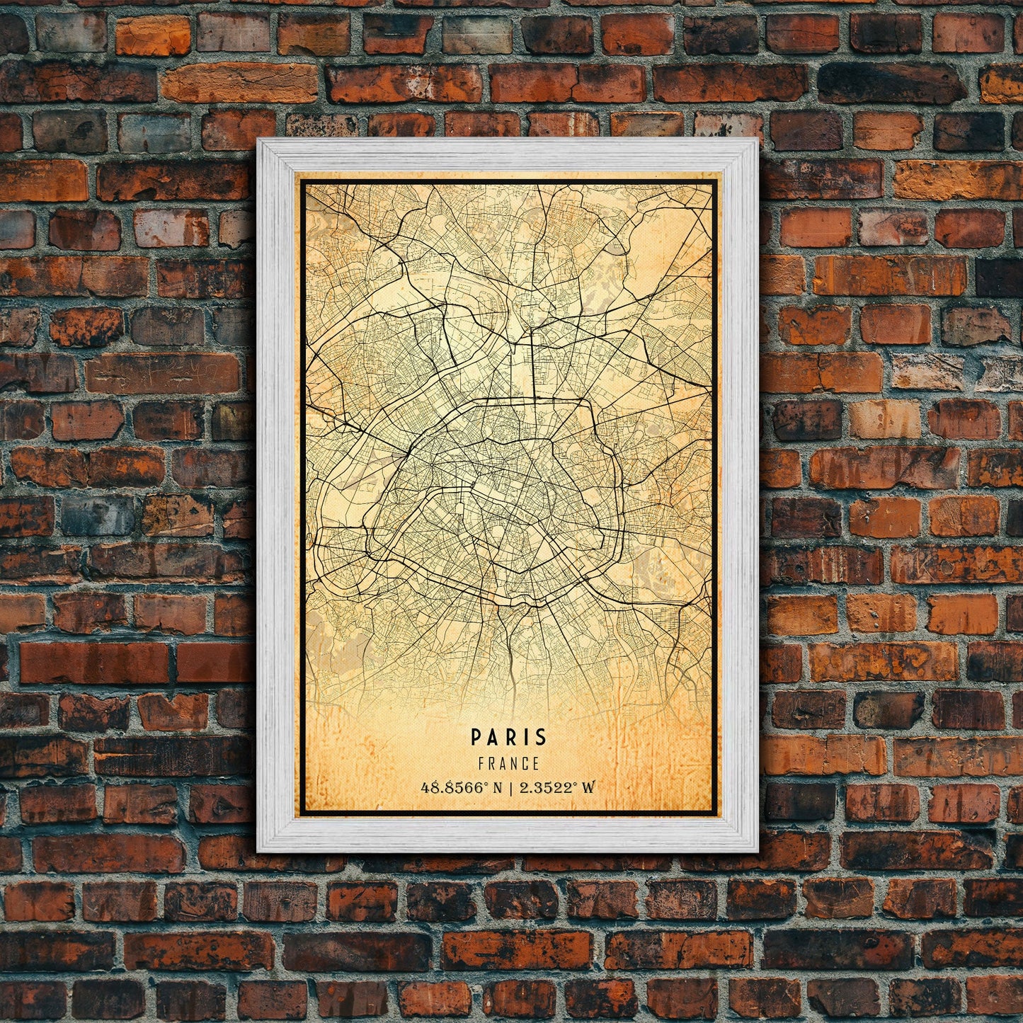 Paris France Map Print — Cartographic Edition | Poster or Framed Canvas