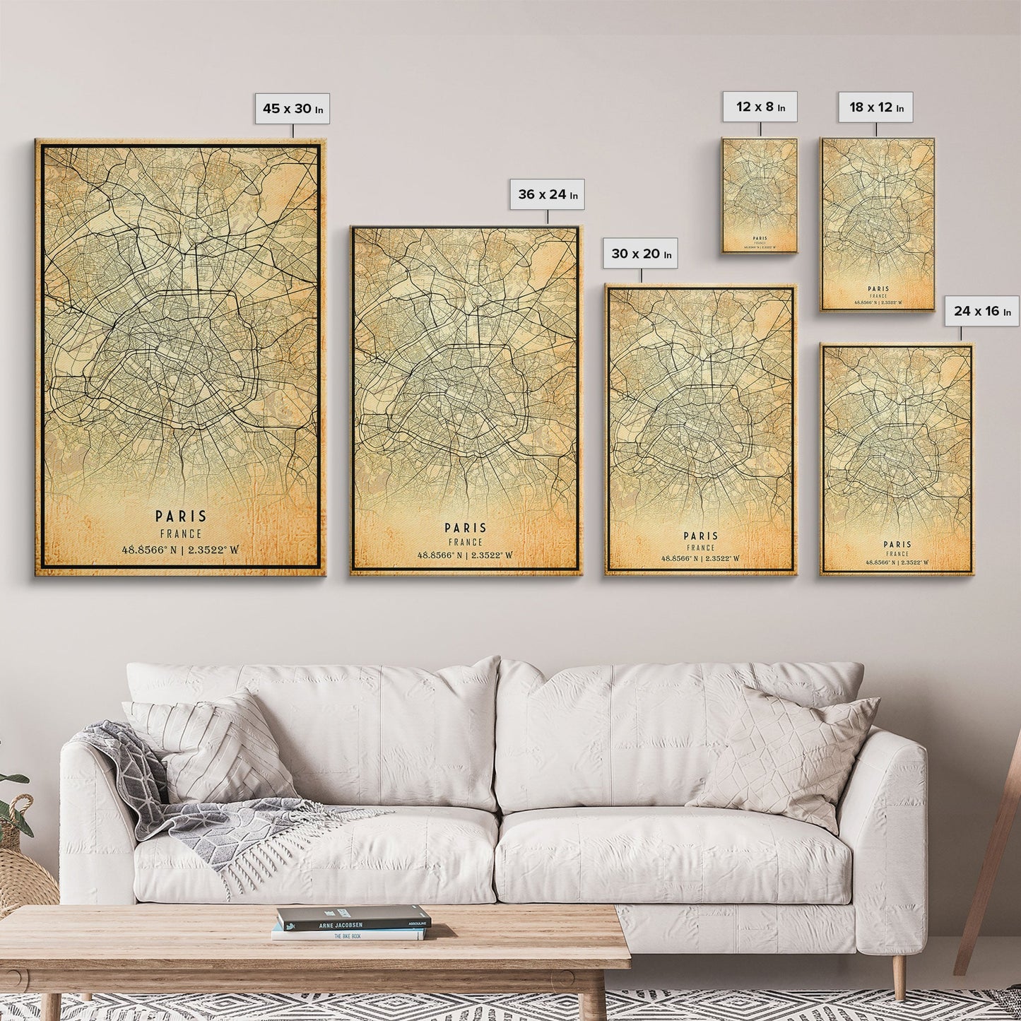 Paris France Map Print — Cartographic Edition | Poster or Framed Canvas