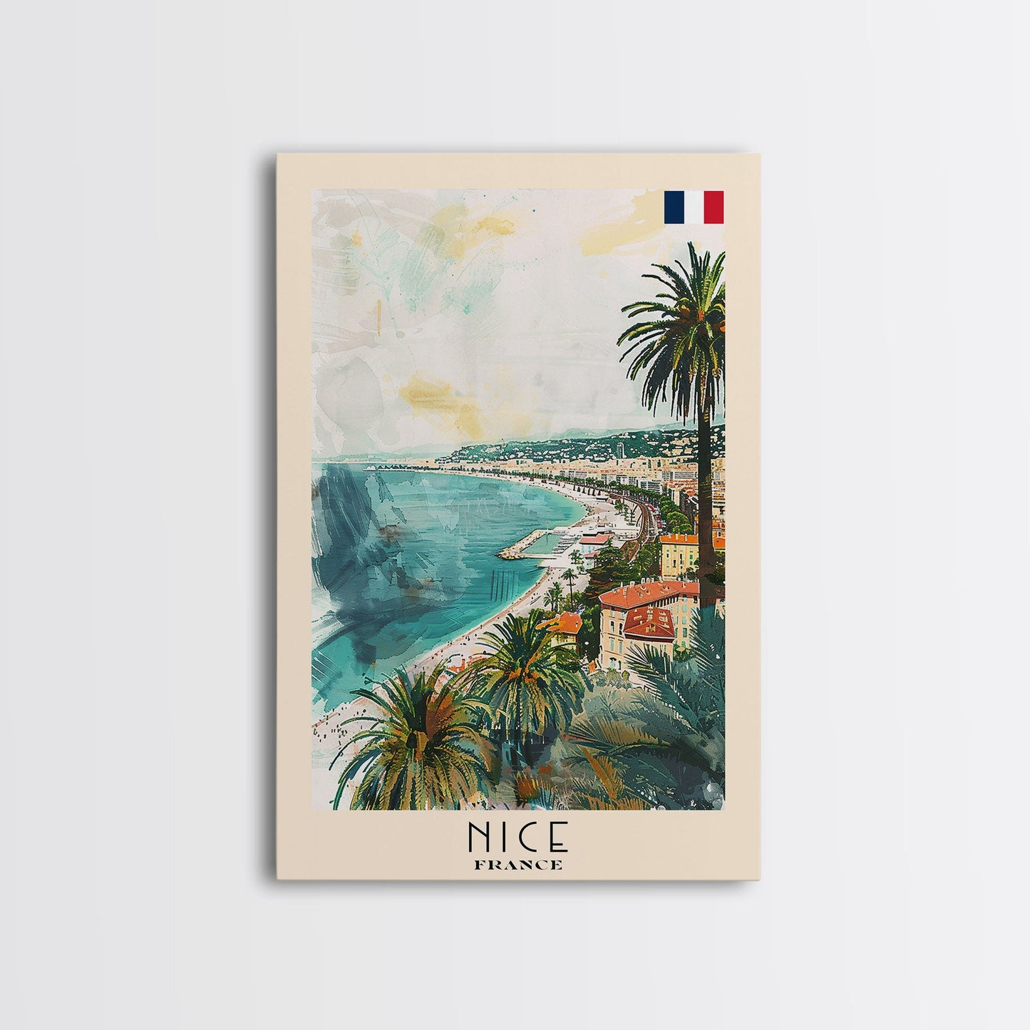 Nice France Travel Poster Framed Canvas Print