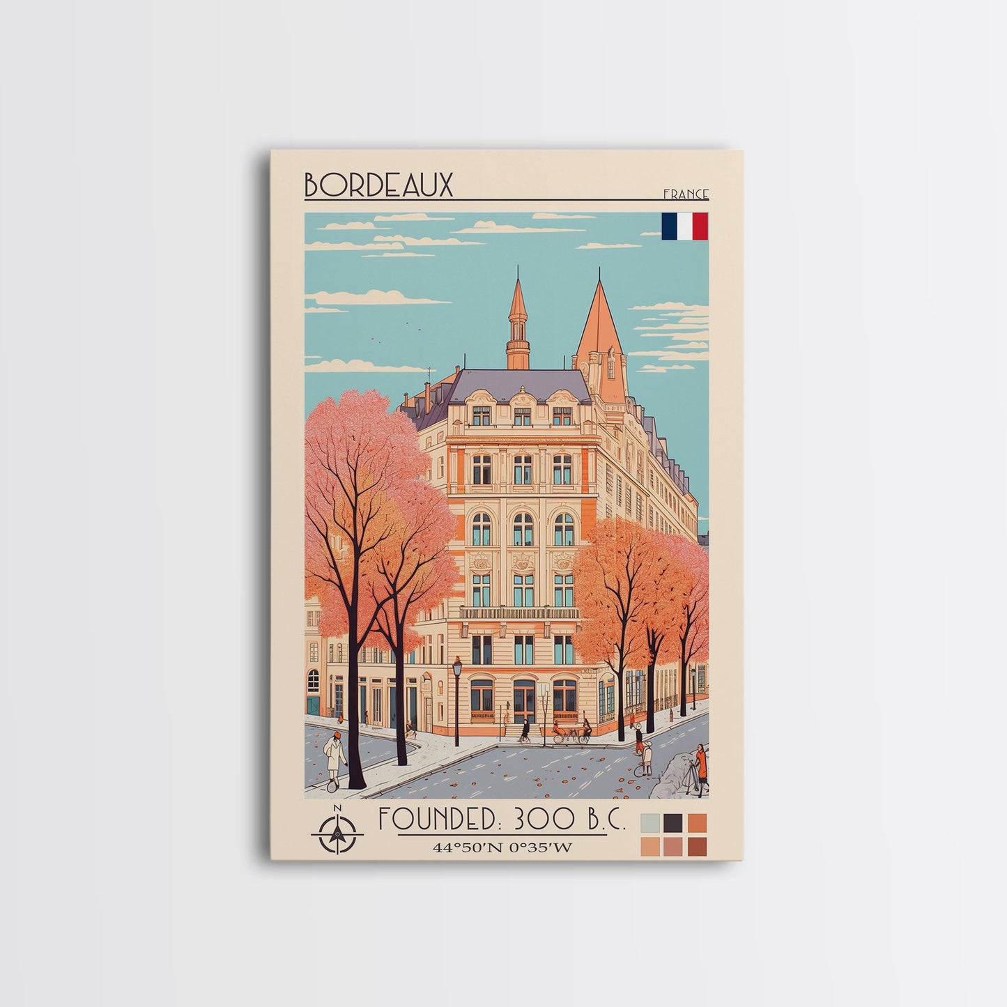 Bordeaux France Travel Poster — Framed Canvas Print | French Wall Art