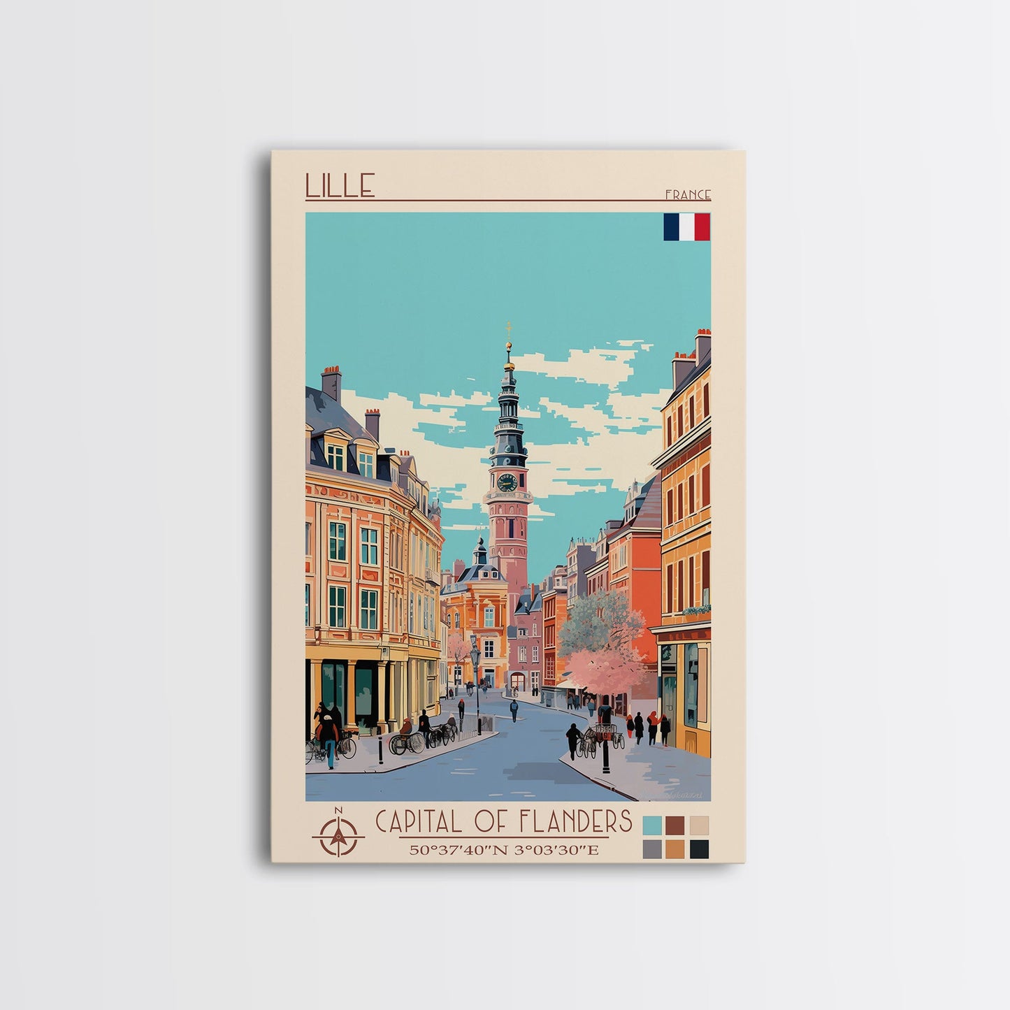 Lille France Travel Poster Framed Canvas Print