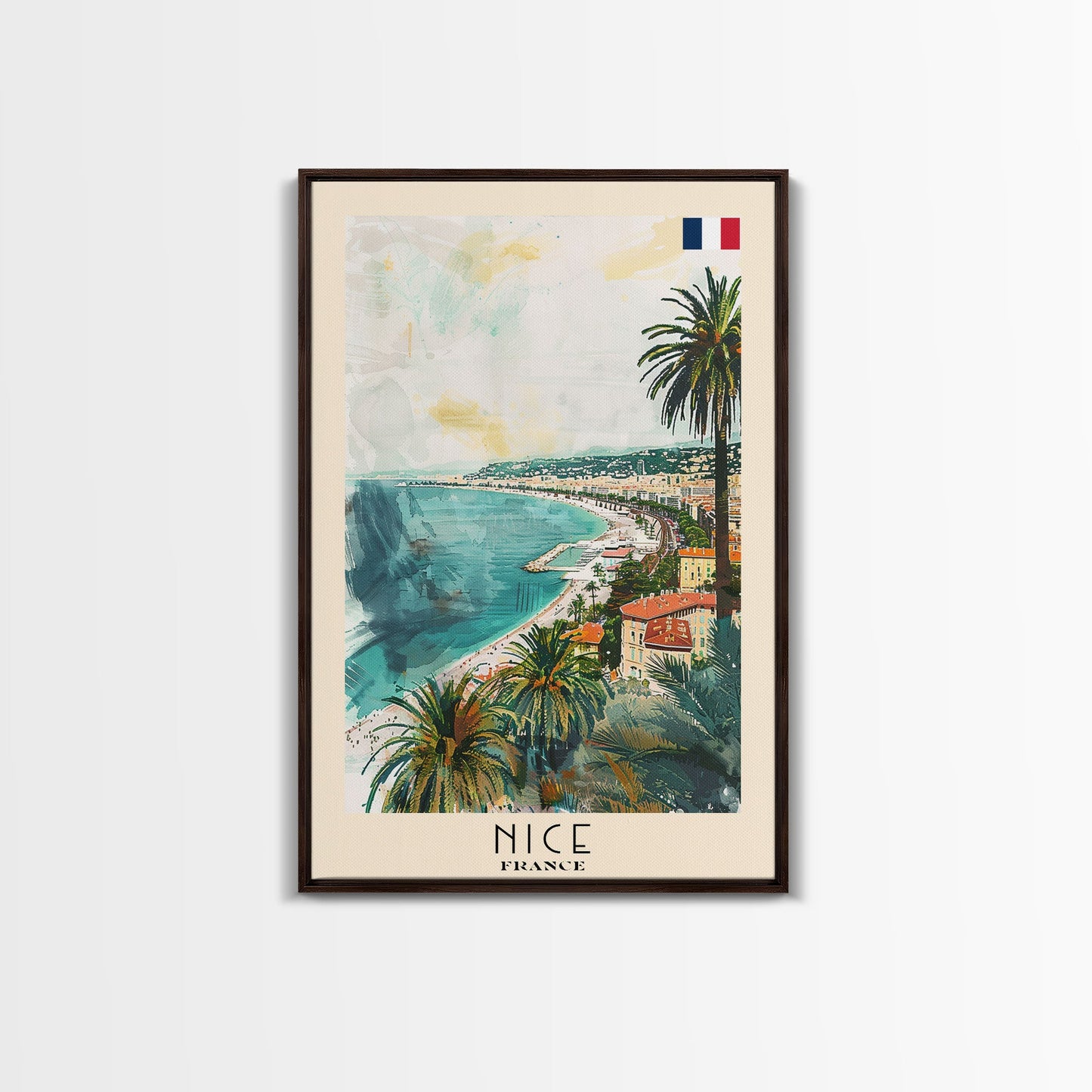 Nice France Travel Poster Framed Canvas Print