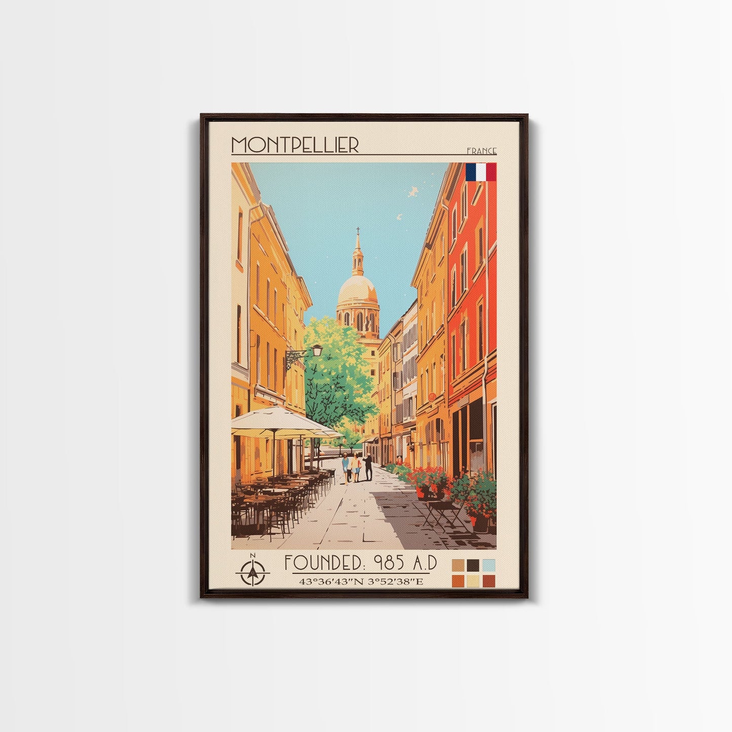 Montpellier France Travel Poster Framed Canvas Print