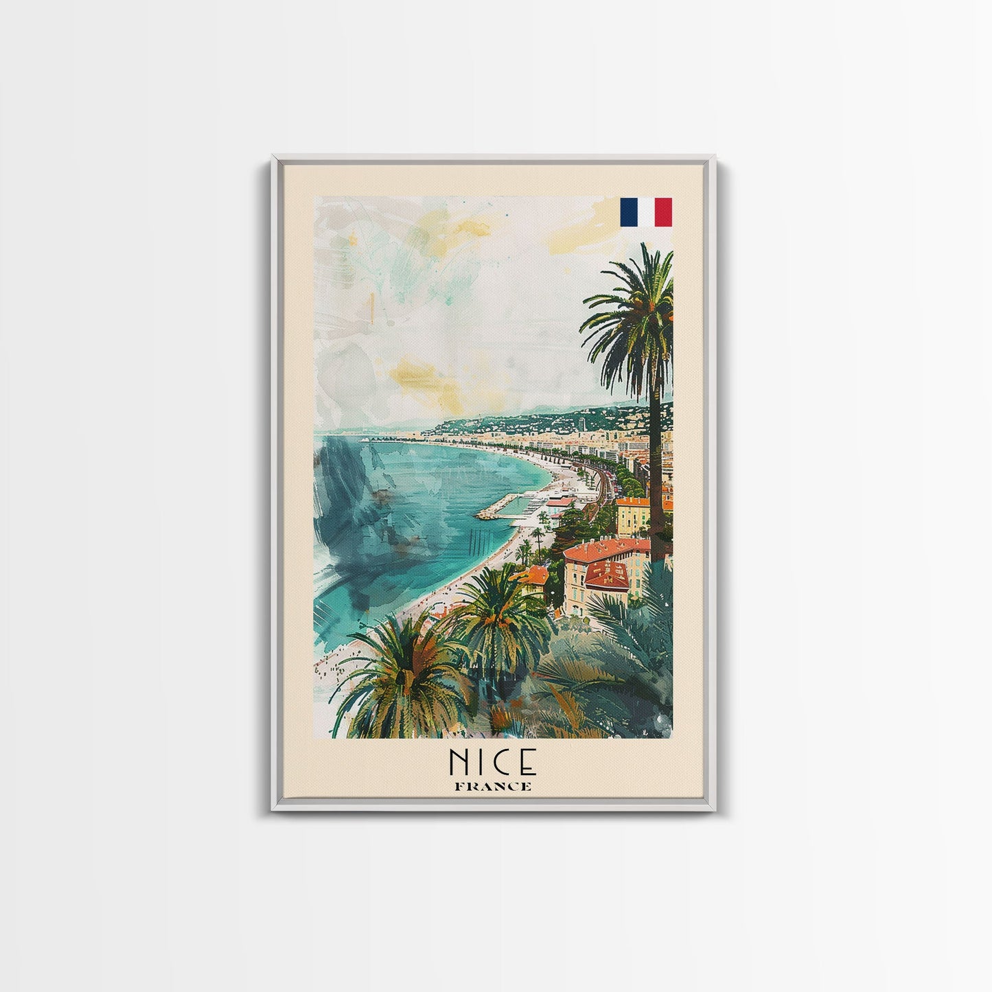 Nice France Travel Poster Framed Canvas Print